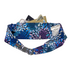 BANDI Pocketed Belt showing items in pocket and in Kiku print of blues and purples in a floral print.