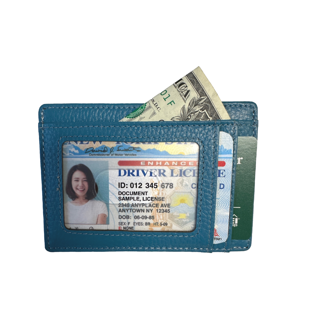 Leather Wallet - Aqua