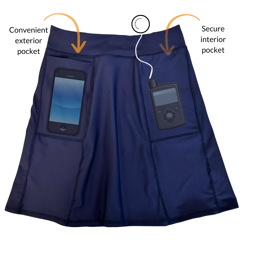 BANDI Freestyle Length Travel Skirt with Secure Pockets (Made in USA)