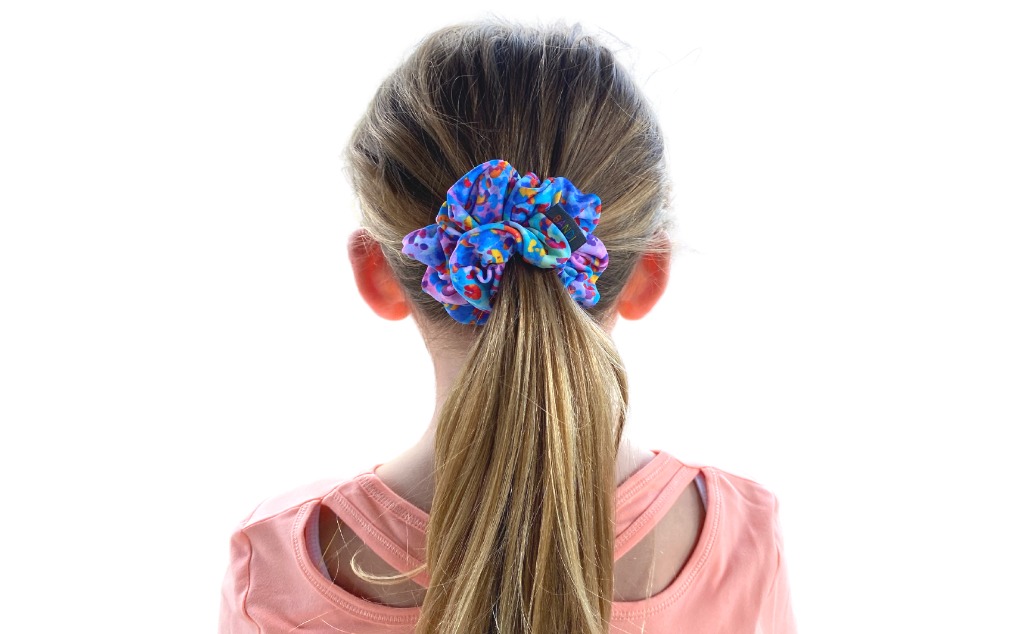 child wearing BANDI Safari Fun Scrunchie