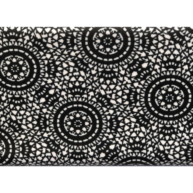 Boho pattern close up.  Black and white geometric circular print