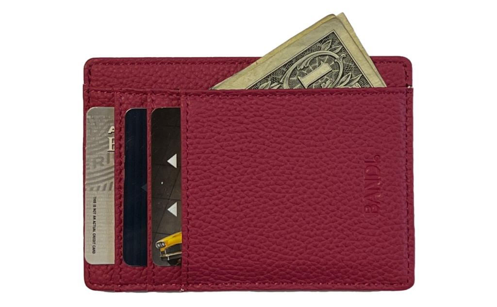 Slim RFID blocking wallet in Raspberry color by BANDI