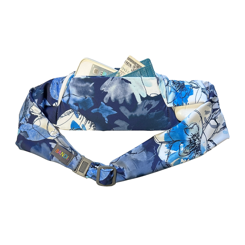 Baja Pocketed BANDI Wear, blue and white large floral print