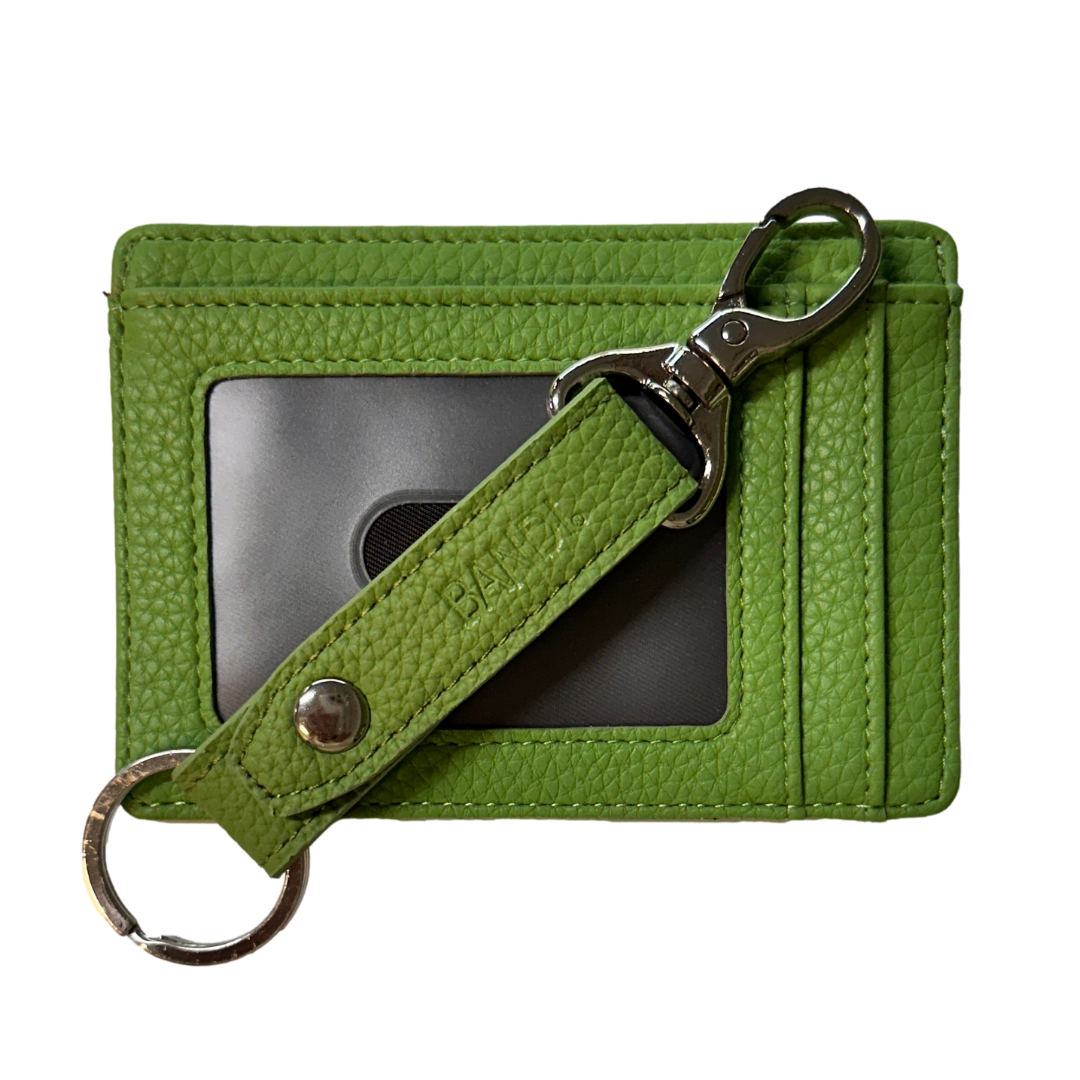 Slim Faux Leather Wallet + Key Chain - Kiwi