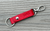 BANDI Wear Leather strap key chain in cherry red with ring on one side and detachable clip on the other.