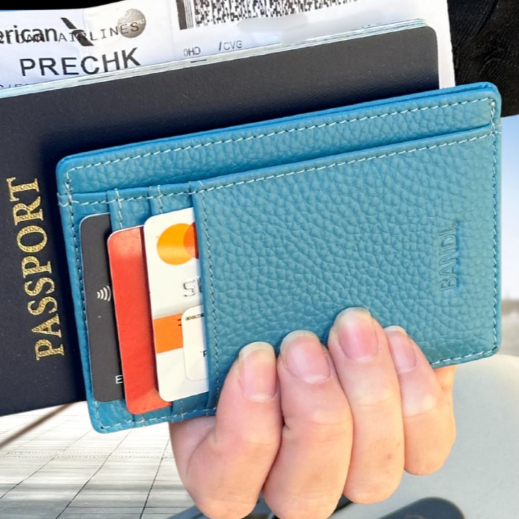 Leather Wallet - Aqua