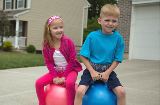 Kids with Bandi Wear on bounce balls