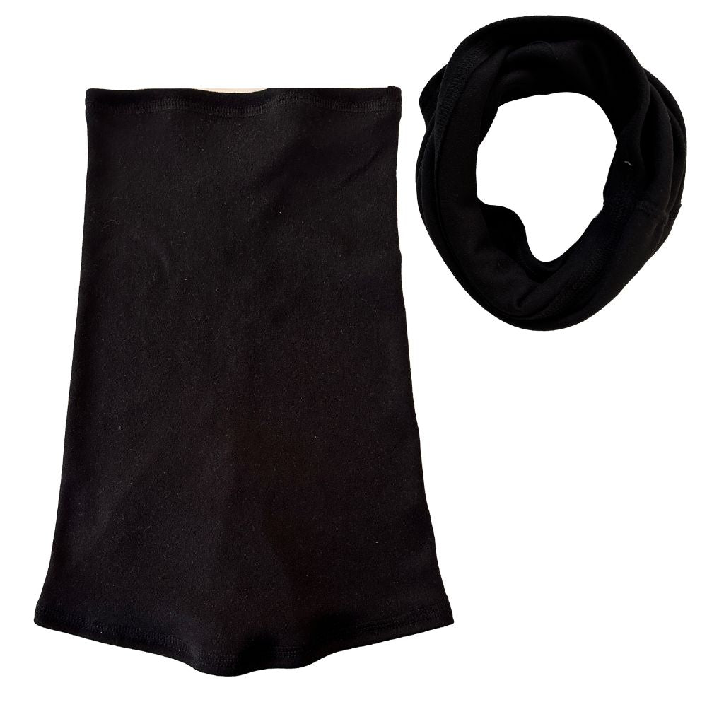 Black Cozy Wrap shown flat and scrunched up.