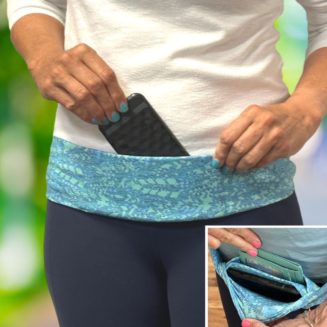 Ocean Oasis Pocketed Belt + Sea Glass Slim, Faux Leather Wallet