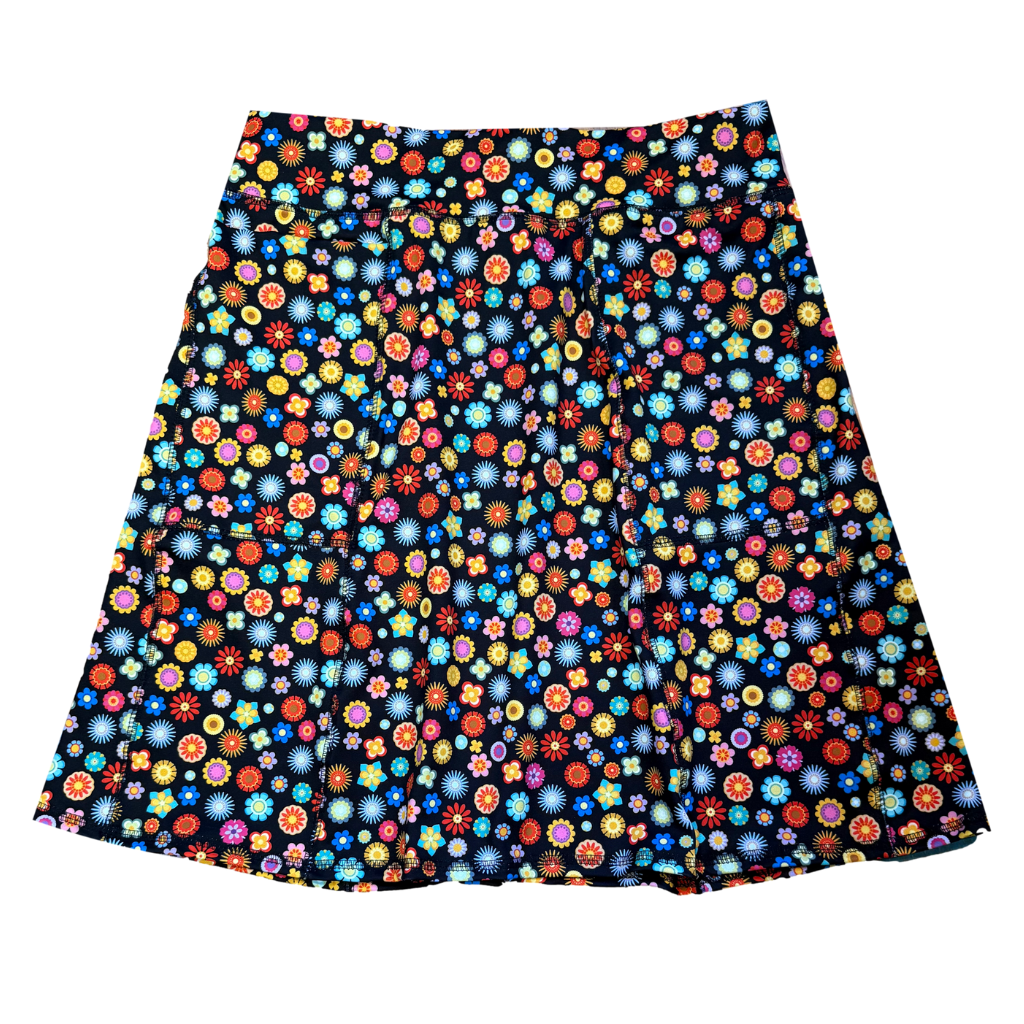 Freestyle Length Pocketed Skirt - Flower Power - NEW