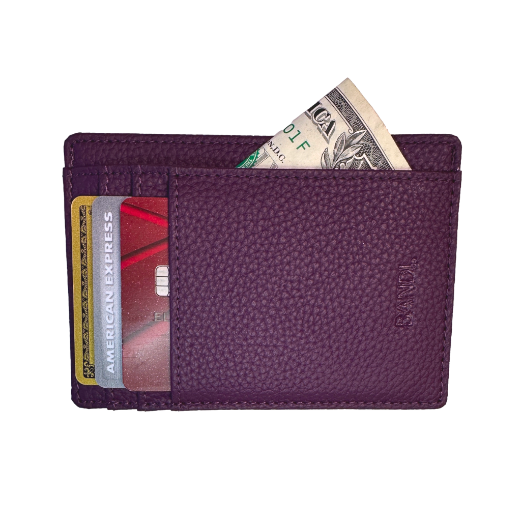 BANDI Plum Wallet back view showing card slots