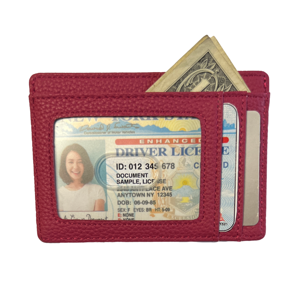 Faux Leather Wallet - Raspberry