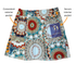 BANDI Patterned skirt with labeled exterior and interior pockets on a white background