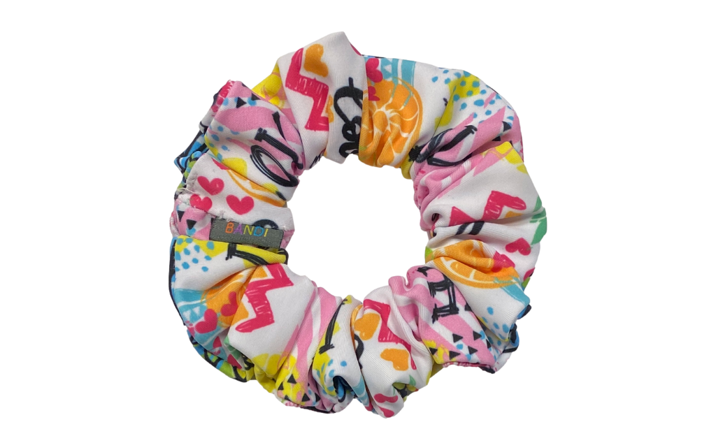 colorful BANDI scrunchie Love Doodle